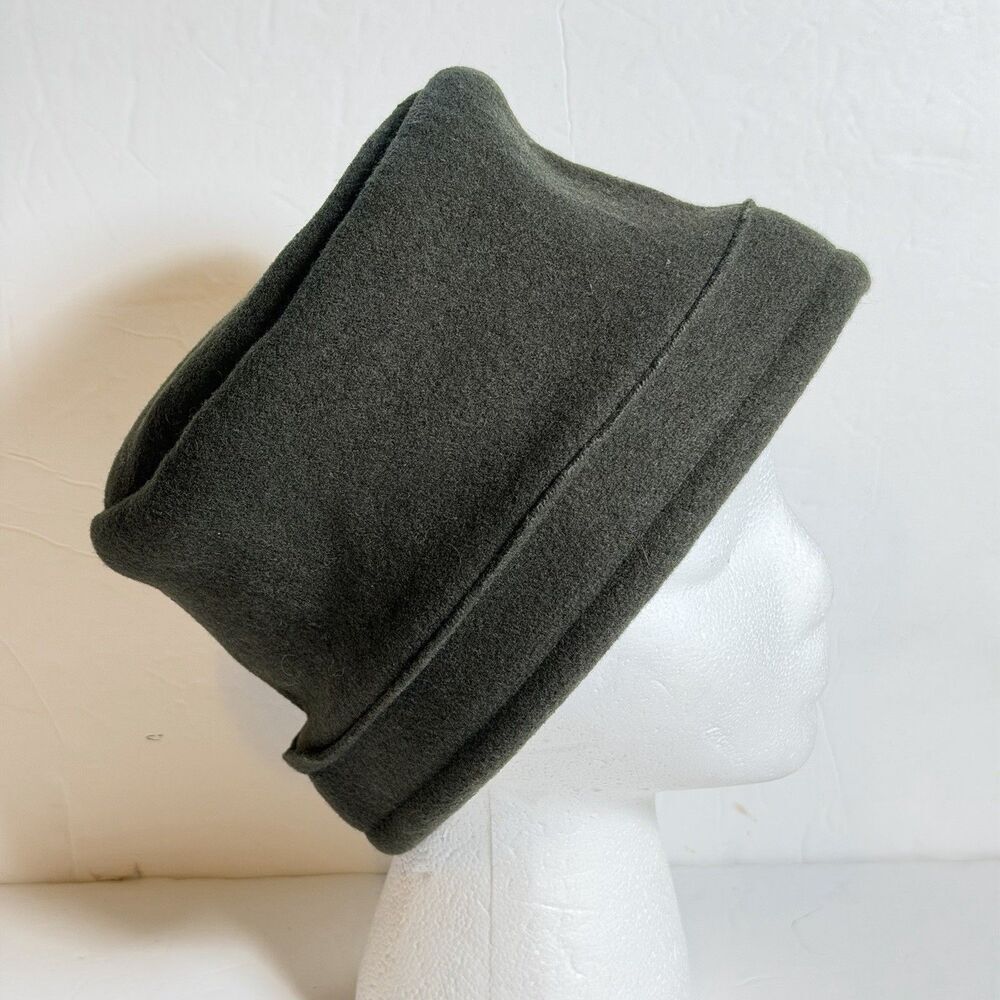 Parkhurst 100% Wool Roll Brim Bucket Hat Olive Green Made in Canada One Size